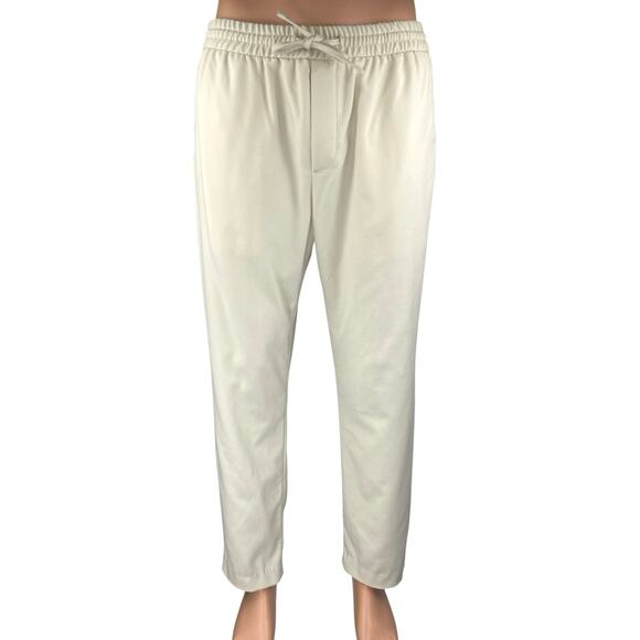 Zara Men's Cream Beige Knit Drawstring Tapered Trousers Sweat Pants Size XL - Picture 1 of 4